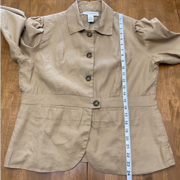 Banana Republic jacket womens 14 beachy neutral linen blend babydoll empire y2k - Picture 11 of 14